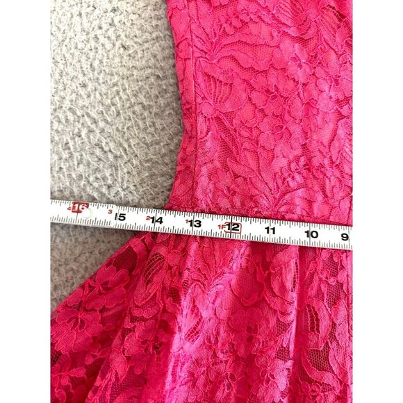 Vintage 50s Anns Vogue Shoppe Dress Small Midi Full Skirt Pink Lace Bubble - Picture 4 of 16